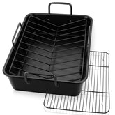 P&P CHEF 16-inch roaster pan with handles for easy lifting.