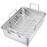 P&P CHEF 16 inch roaster pan with baking rack for even browning of roasts