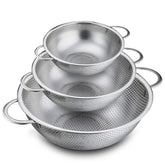 P&P CHEF colander set with micro-perforations drains pasta quickly