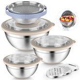 P&P CHEF mixing bowls with lids show organized prep and space-saving storage.