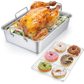 P&P CHEF 14in roaster pan with rack top view for even heat