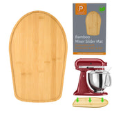 PQPO bamboo mixer slider on tilt-head KitchenAid aids easy mobility across the counter