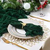 Preboun Christmas cheesecloth table runner emerald green for festive table settings