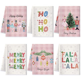 Preboun Nutcracker Tree kitchen towels add festive charm with practical drying performance.
