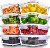 PrepNaturals 8-pack glass meal prep containers with clear design for easy leftovers visibility.