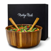 PRESTIGE NOOK acacia salad bowl top view shows natural grain for stylish salads