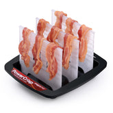 Presto microwave bacon cooker top view shows a compact, mess-free cooking setup.
