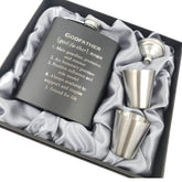 Pretty Inappropriate Godfather Flask Engraved 7oz with sleek black coating for a timeless gift