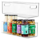 Primebox clear container bin with handles for easy access and organized pantry.