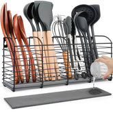 PrimZooty extra-large utensil holder with diatomaceous earth base dries utensils quickly.
