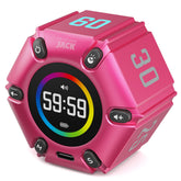 Printers Jack Visual Pomodoro Timer front view in hot pink for focused work sessions.