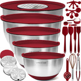 Priority Chef stainless steel mixing bowls with airtight lids for fresh storage.
