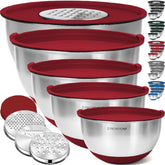 Priority Chef 1.5-quart stainless steel mixing bowl with lid for compact prep.