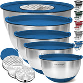 Priority Chef five-piece stainless steel bowls with lids for versatile meal prep.