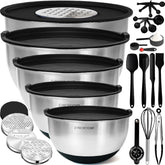 Priority Chef stainless steel mixing bowls with lids in a 5-piece set for daily prep