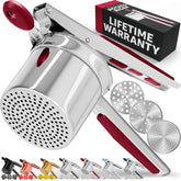 PriorityChef Large 15oz Potato Ricer front view shows sturdy stainless steel for smooth mash.