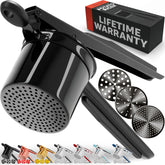 PriorityChef large 15oz potato ricer with 3 discs delivering silky mashed potatoes.