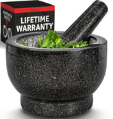 Priority Chef large granite mortar and pestle with 2-cup capacity for fresh sauces