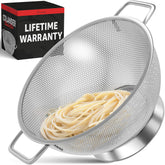 PriorityChef Premium 5Qrt colander with handle for easy draining and clean counters.