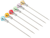Prodyne DM-6-C colorful diamond-head martini picks securely garnish olives.