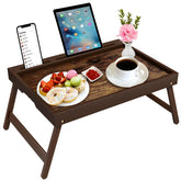 Promitop bamboo breakfast tray with foldable legs for easy storage and versatile meals.