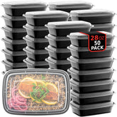 PROMOZE 50-pack meal prep container with leak-proof lid for organized lunches.