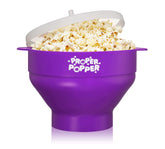 PROPER POPPER microwave popcorn maker in purple ready for quick movie night