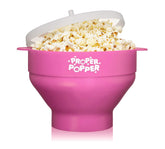 PROPER POPPER microwave popcorn popper in-use for quick 15-cup batch