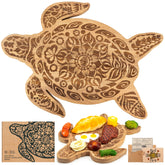 PUICIO Sea Turtle Charcuterie Board in acacia wood, ideal for stylish entertaining.