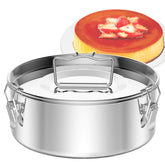 Puluru flan pan with lid on shows secure closure for even cooking.