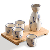 PUNNIO ceramic sake set carafe with ergonomic grip for easy pouring