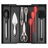 Purawood expandable bamboo drawer organizer with 3-5 compartments for flexible utensil storage