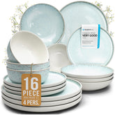 Pure Living stoneware dinner plates in beige and light blue for everyday dining with a durable glaze