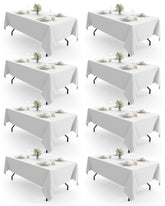 Pureegg rectangle tablecloth on table showing durable polyester fabric for protection.