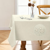 Pureegg rectangle tablecloth with waterproof surface protects spills during meals.