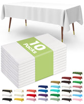 Pureegg table cloth 54x72 white rectangle provides durable coverage for elegant events.