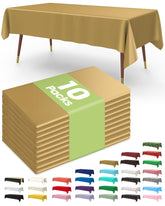 Pureegg 54x108 inch gold disposable tablecloth for elegant events.