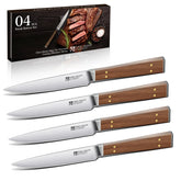 Purple Dragon steak knives set of 4 with smooth edges for clean slices.