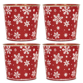 Putuo Decor Christmas galvanized buckets with tree pattern for a festive centerpiece.