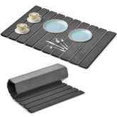 Puxinargo large stone dish drying mat texture showing quick moisture absorption for clean countertops
