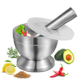 Pwkauka 18/8 stainless steel mortar and pestle set for spice grinding and sauce prep