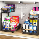 PXRACK under-sink organizer with 2-tier slide-out for easy access and compact storage