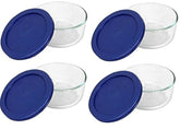 Pyrex 7200 two-cup glass bowls, clear and durable for meal prep and storage.