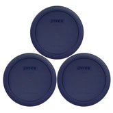 Pyrex 7201-PC dark blue round lids for 4-cup containers provide a secure seal.