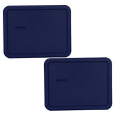 Pyrex 7211-PC blue lid front view shows secure seal for leftovers