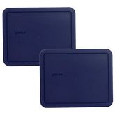 Pyrex 7212-PC blue lid on rectangular dish keeps leftovers fresh.
