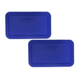 Pyrex 7214-PC cadet blue lid front view showing secure seal for leftovers