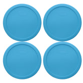 Pyrex 7402-PC bright blue lid in a 4-pack for secure, odor-resistant storage.