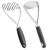 Qbily potato masher set of 2 pieces for quick, even mashing.