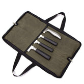 QEES Knife Roll bag with four slots keeps blades organized for travel and daily kitchen use.